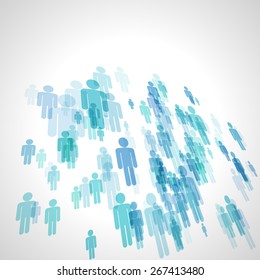 abstract blue scattered man vector background, cloudy perspective