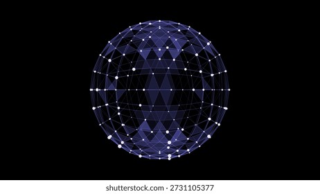 Esfera de ciencia ficción azul Abstractas con partículas y líneas. Conexión de red de Tecnología en el mundo. Ilustración vectorial futurista. Conexiones digitales globales ai. Esfera geométrica de estructura de alambre 3D.