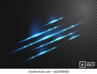Abstract blue scratch of light, on a transparent background, isolated and easy to edit