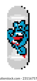 Abstract Blue Screaming Hand Classic Santa Cruz Skateboards Deck Board Graphic 8 Bit Pixelated Pixilated Pixel Art Vector EPS PNG Clip Art No Transparent Background NFT