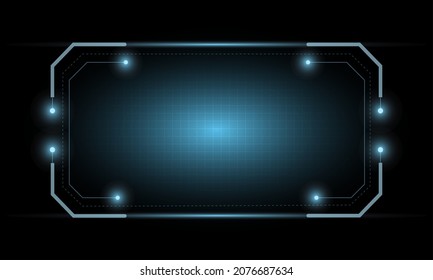 Abstract blue screen Hi-tech hologram frame technology background. Futuristic HUD technology frame background.