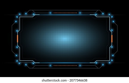 Abstract blue screen Hi-tech hologram frame technology background. Futuristic HUD technology frame background.