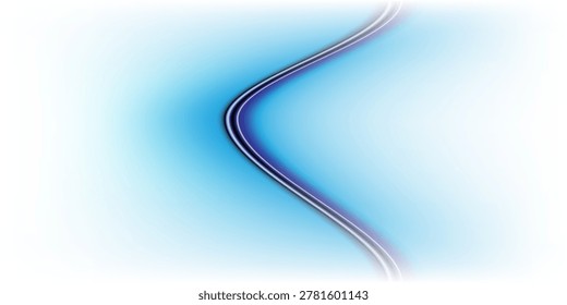 Abstract Blue S-Curve Wave Background With Smooth Gradient And Glowing Centerline