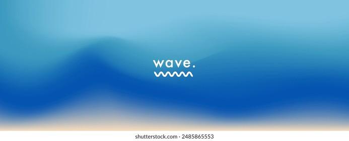 Abstract blue sea background with beautiful waves. Ocean. Storm. Pastel colored horizontal wide vector banner. Blurred sea gradient. Simple soft light backdrop for poster, social post