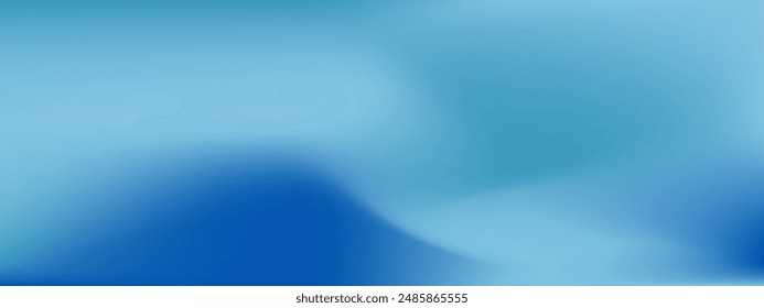 Abstract blue sea background. Sky. Waves. Ocean. Storm. Pastel colored horizontal wide vector banner. Blurred sea gradient. Simple soft light backdrop for poster, social post