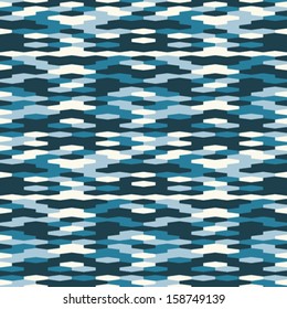 Abstract blue sea camouflage seamless pattern. Vector.