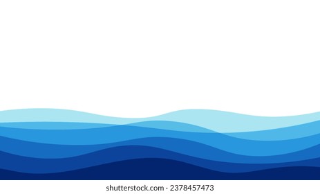 Mar azul abstracto, océano, fondo de olas. ilustración vectorial.