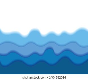 abstract blue sea with paper waves, vector illustration