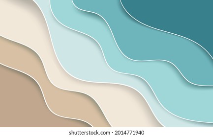 Abstract blue sea papercut background. modern wavy layers composition. Fluid shapes .Paper cut style, 3d effect imitation, space for text. Fit for banner, invitation, poster or web site design