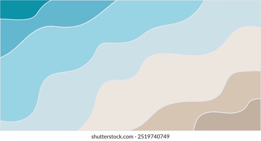 Abstract blue sea papercut background. modern wavy layers composition. Fluid shapes .Paper cut style, 3d effect imitation, space for text. Fit for banner, invitation, poster or web site design