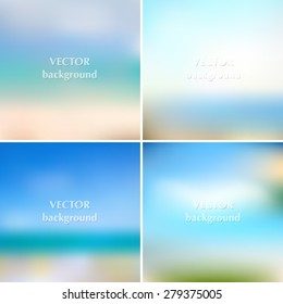 Abstract blue sea summer blurred vector backgrounds set EPS10