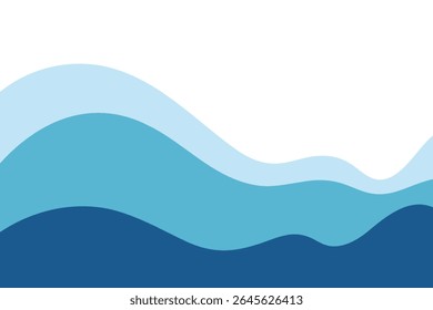 Abstrait, vagues bleues, illustration d'arrière-plan, Image vectorielle, diviseur de page ondulé pour le titre, texte. Arrière-plan graphique minimaliste moderne de forme d'eau de mer avec place pour texte