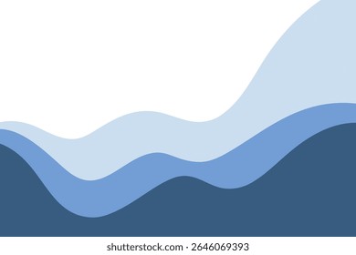Abstrait, vagues bleues, illustration d'arrière-plan, Image vectorielle, diviseur de page ondulé pour le titre, texte. Arrière-plan mer graphique minimaliste moderne de l'océan Forme d'eau avec place pour Texte, conception à plat