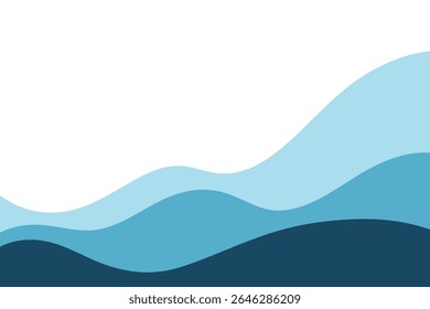 Abstrait, vagues bleues, illustration d'arrière-plan, Image vectorielle, diviseur de page ondulé pour le titre, texte. Arrière-plan mer graphique minimaliste moderne de l'océan Forme d'eau avec place pour Texte, conception à plat