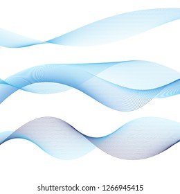 Abstract blue sea waves lines isolated on white background