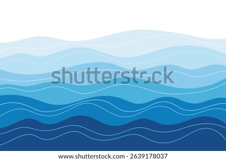 Abstract blue sea waves, modern banner background, vector, flat design, curved lines. Sea, ocean, multi-layered effect. Background drawing with a gradient for a label, a page with a place for text