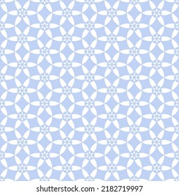 Abstract Blue Seamless Geometric Floral Pattern and Texture. Vector Art.