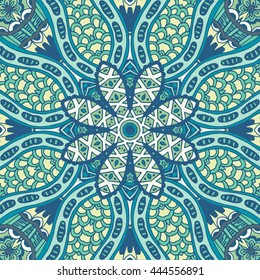 Abstract blue seamless ornamental vector pattern for fabric.