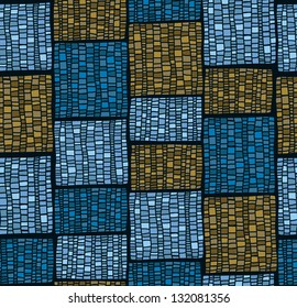 Abstract blue seamless pattern. Stylized endless texture. Template for design textile, backgrounds, wrappers