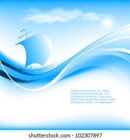 abstract blue seascape vector background. Eps10