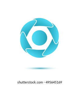 Abstract blue segmented circle, concept of water cleaning and water cycle, 2d vector icon, isolated on white background, eps 10