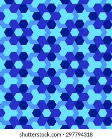 Abstract blue shades decorative seamless geometric pattern