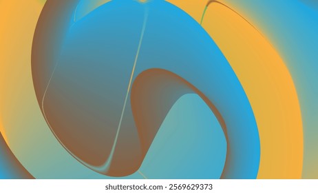 Abstract blue shape against colored background