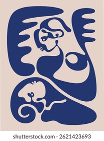 abstract blue shape of human body expression