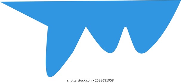 Forma azul abstrata que lembra uma marca de seleção estilizada ou se rompe com curvas dinâmicas e ângulos nítidos. Design vetorial moderno e minimalista em um fundo branco, adequado para a marca, inspiração de logotipo, 