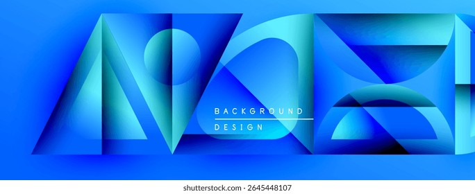 Abstract blue shapes create dynamic composition. Gradient colors suggest depth, modern aesthetic. Text reads background design.