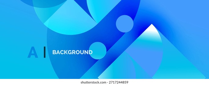 Las Formas azules Abstractas crean un fondo dinámico. El texto dice AI BACKGROUND. Los colores degradados sugieren Elementos de diseño modernos.