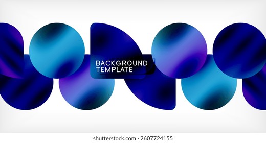 Abstract blue shapes overlap creating dynamic composition. Smooth gradients suggest depth, modern design. Minimalist aesthetic, clean presentation.