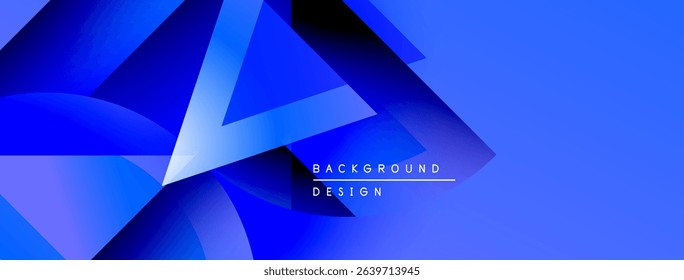 Abstract blue shapes overlap, creating dynamic gradient effect. Text reads background design. Modern visual presentation.