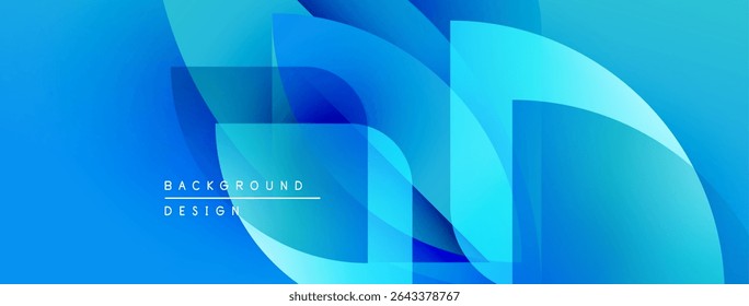 Abstract blue shapes overlap, creating dynamic gradient effect. Modern design suitable for backgrounds, presentations. Smooth transitions visible.