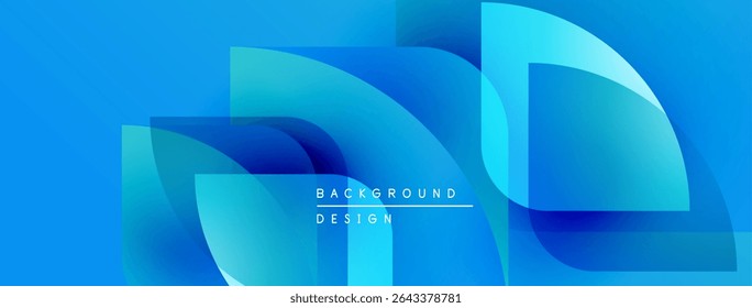 Las Formas azules Abstractas se superponen, creando un efecto visual dinámico. El diseño moderno presenta colores degradados, el texto lee el diseño de fondo.