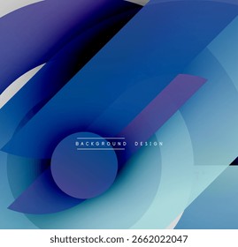 Las Formas azules Abstractas se superponen, creando una composición dinámica. Los colores degradados se mezclan suavemente, ofreciendo una estética moderna.