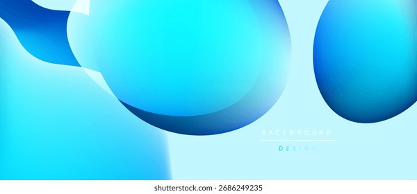 Abstrakte blaue Formen überlappen sich, wodurch ein dynamischer Farbverlauf-Effekt entsteht. Minimalistisches Design für Hintergründe, Präsentationen. Glatte Kurven dominieren die Komposition.