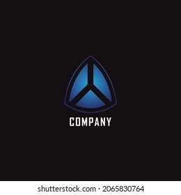 Abstract Blue Shield Logo in black background applied for the internet and security logo design inspiration.