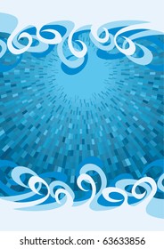Abstract blue shine background with curl waves