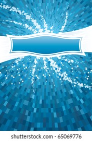 Abstract blue shine background with frame for text