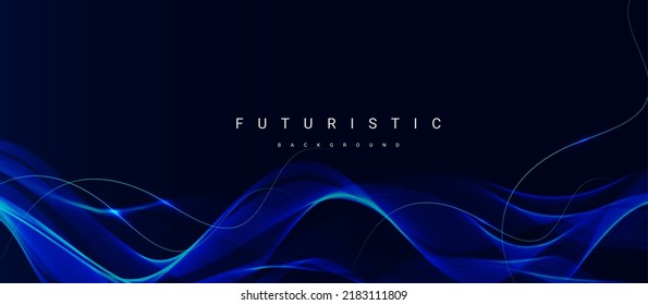 Resumen brillo azul líneas fluyendo diseño de patrones ondulados futuristas