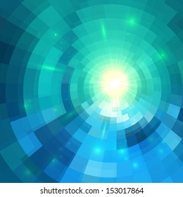 Abstract blue shining circle tunnel vector background