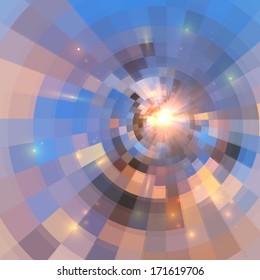 Abstract blue shining circle tunnel vector background