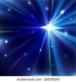 Abstract blue shining circle tunnel vector background