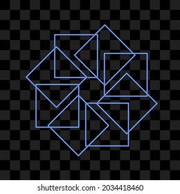 Abstract blue shining geometric shape isolated vector like symbol. shiny element graphic can use for background resources, sign, icon