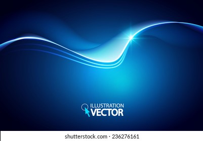 Abstract blue shining wave background. Vector illustration 