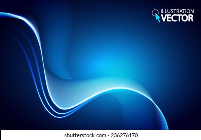 Abstract blue shining wave background. Vector illustration 