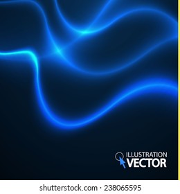 Abstract blue shining wave background. Water. Vector illustration.