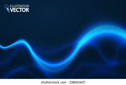 Abstract blue shining wave background. Water. Vector illustration.