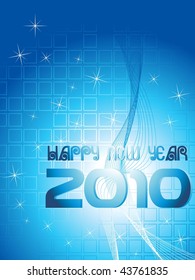 abstract blue shiny wave background with 2010